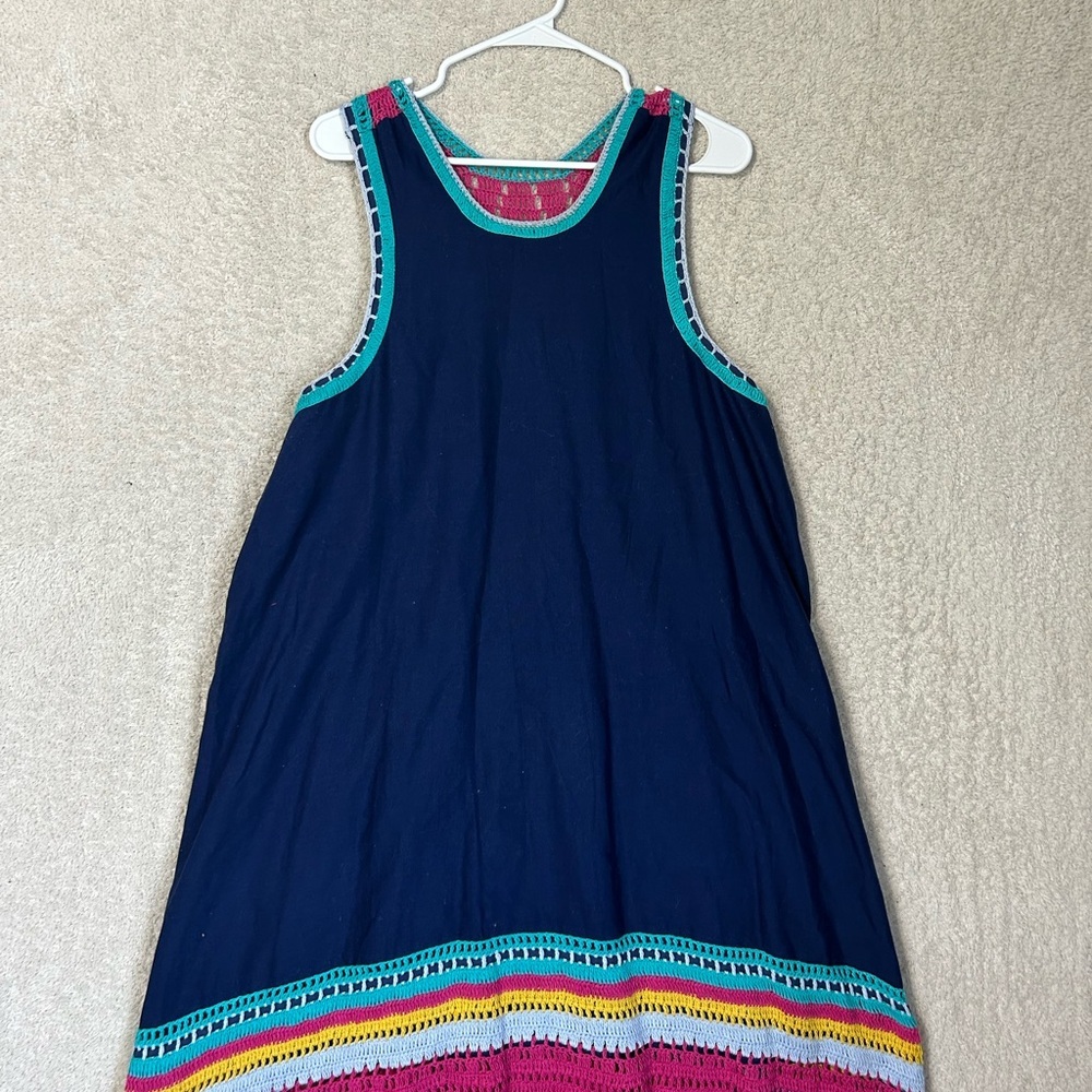 Anthropologie Akemi + Kin Xanthe Crochet Dress Women's XL Blue  Cruise Beach